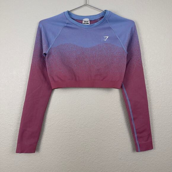 Gymshark Adapt Ombre Seamless Crop Top Pink Blue Size Medium Active Sportswear - Picture 4 of 8
